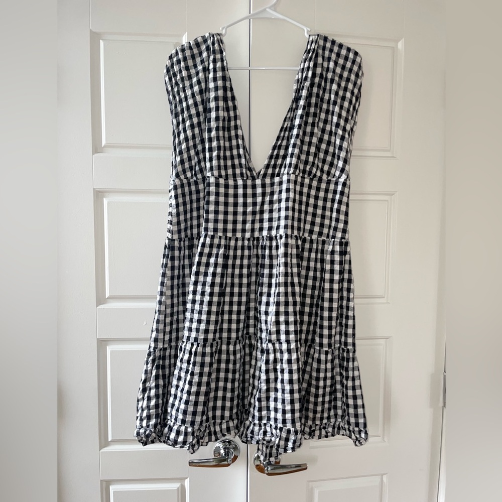 back and white gingham dress
